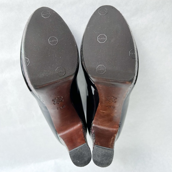 Platform Donald Pliner Black Patent Leather Snake Print Heel - Picture 15 of 16